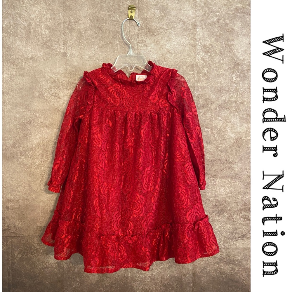 Wonder Nation~Red Lace Girls Size 3T Dress~LIKE NEW